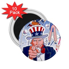 United States Of America Celebration Of Independence Day Uncle Sam 2 25  Magnets (10 Pack)  by Sapixe