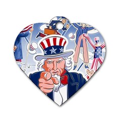 United States Of America Celebration Of Independence Day Uncle Sam Dog Tag Heart (one Side) by Sapixe