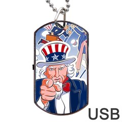 United States Of America Celebration Of Independence Day Uncle Sam Dog Tag Usb Flash (two Sides) by Sapixe