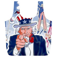 United States Of America Celebration Of Independence Day Uncle Sam Full Print Recycle Bags (l)  by Sapixe