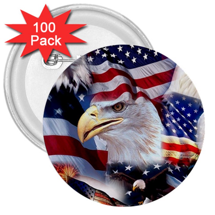 United States Of America Images Independence Day 3  Buttons (100 pack) 