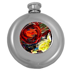 Dscf2280 -red Sun In The Mountain Round Hip Flask (5 Oz) by bestdesignintheworld