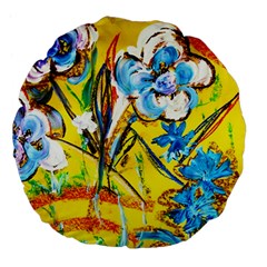 Dscf1422 - Country Flowers In The Yard Large 18  Premium Flano Round Cushions by bestdesignintheworld