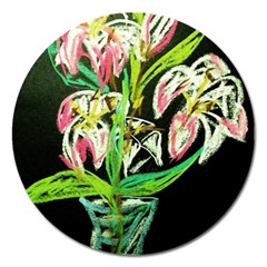 Dscf1389 - Lillies In The Vase Magnet 5  (round) by bestdesignintheworld