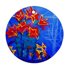 Dscf1433 - Red Lillies Round Ornament (two Sides) by bestdesignintheworld