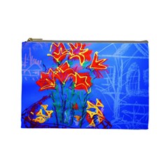 Dscf1433 - Red Lillies Cosmetic Bag (large)  by bestdesignintheworld