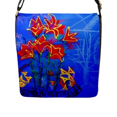 Dscf1433 - Red Lillies Flap Messenger Bag (l)  by bestdesignintheworld