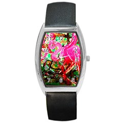 Dscf2035 - Flamingo On A Chad Lake Barrel Style Metal Watch by bestdesignintheworld