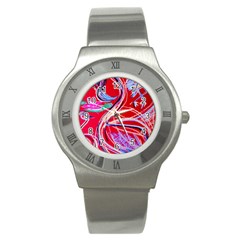 Dscf1395 -pink flamingo dance Stainless Steel Watch