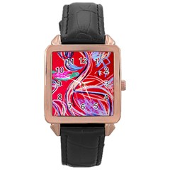 Dscf1395 -pink flamingo dance Rose Gold Leather Watch 