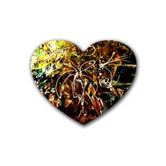 Dscf3438 - Golden Flowers In Ceramics Rubber Coaster (heart)  by bestdesignintheworld