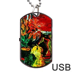 Pumpkins, Lamp And Tiger Lillies Dog Tag Usb Flash (two Sides) by bestdesignintheworld