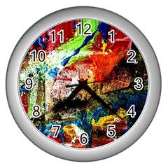 Untitled Red And Blue 3 Wall Clocks (silver)  by bestdesignintheworld