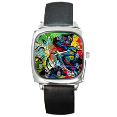 Rumba On A Chad Lake 4 Square Metal Watch by bestdesignintheworld