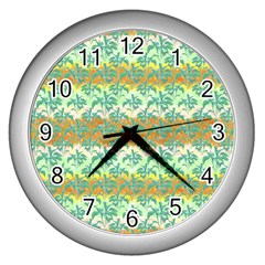Colorful Tropical Print Pattern Wall Clocks (silver)  by dflcprints