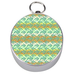 Colorful Tropical Print Pattern Silver Compasses by dflcprints