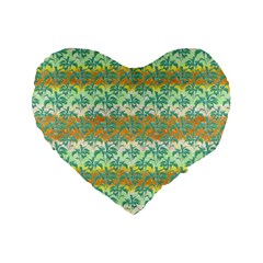 Colorful Tropical Print Pattern Standard 16  Premium Flano Heart Shape Cushions by dflcprints