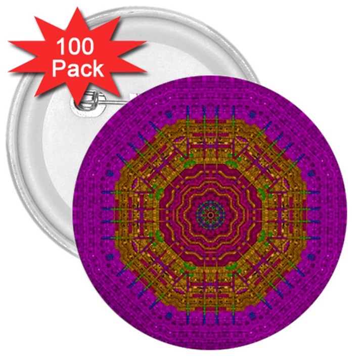 Summer Sun Shine In A Sunshine Mandala 3  Buttons (100 pack) 