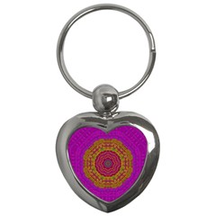 Summer Sun Shine In A Sunshine Mandala Key Chains (heart)  by pepitasart