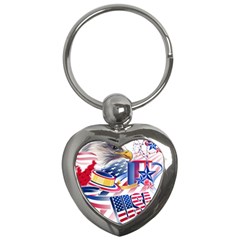 United States Of America Usa  Images Independence Day Key Chains (heart)  by Sapixe