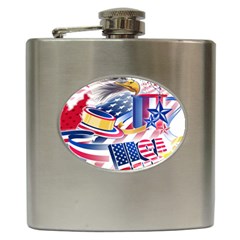 United States Of America Usa  Images Independence Day Hip Flask (6 Oz) by Sapixe