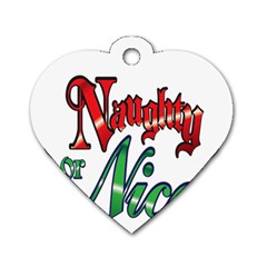 Vintage Christmas Naughty Or Nice Dog Tag Heart (two Sides) by Sapixe