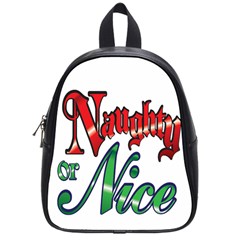 Vintage Christmas Naughty Or Nice School Bag (small) by Sapixe
