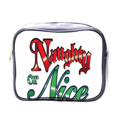 Vintage Christmas Naughty Or Nice Mini Toiletries Bags by Sapixe