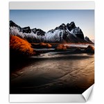 Vestrahorn Iceland Winter Sunrise Landscape Sea Coast Sandy Beach Sea Mountain Peaks With Snow Blue Canvas 20  x 24   19.57 x23.15  Canvas - 1