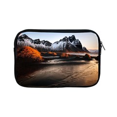 Vestrahorn Iceland Winter Sunrise Landscape Sea Coast Sandy Beach Sea Mountain Peaks With Snow Blue Apple Ipad Mini Zipper Cases by Sapixe