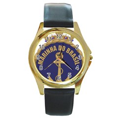 Seal Of Brazilian Navy  Round Gold Metal Watch by abbeyz71