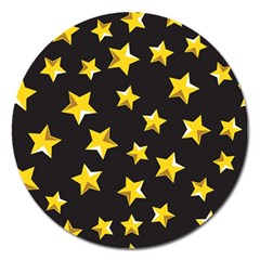 Yellow Stars Pattern Magnet 5  (round) by Sapixe