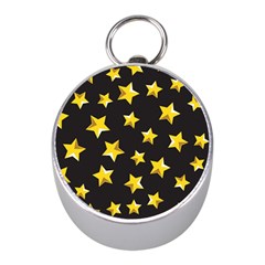 Yellow Stars Pattern Mini Silver Compasses by Sapixe