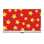 Yellow Stars Red Background Pattern Business Card Holders Front