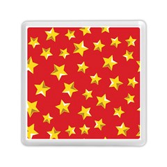 Yellow Stars Red Background Pattern Memory Card Reader (square)  by Sapixe