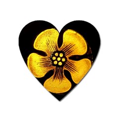 Yellow Flower Stained Glass Colorful Glass Heart Magnet by Sapixe