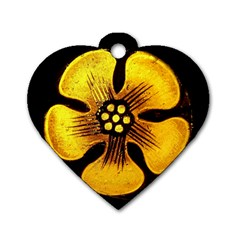 Yellow Flower Stained Glass Colorful Glass Dog Tag Heart (one Side) by Sapixe