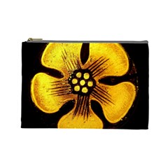 Yellow Flower Stained Glass Colorful Glass Cosmetic Bag (large)  by Sapixe