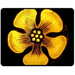 Yellow Flower Stained Glass Colorful Glass Fleece Blanket (medium) 