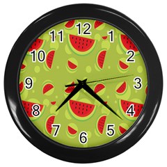 Watermelon Fruit Patterns Wall Clocks (black)