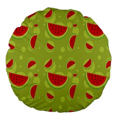 Watermelon Fruit Patterns Large 18  Premium Flano Round Cushions