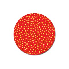 Yellow Stars Red Background Magnet 3  (round) by Sapixe