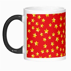 Yellow Stars Red Background Morph Mugs by Sapixe