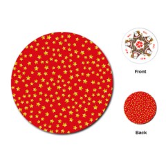Yellow Stars Red Background Playing Cards (round) 