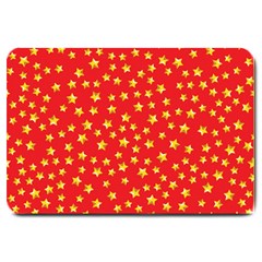 Yellow Stars Red Background Large Doormat  by Sapixe