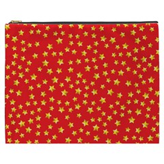 Yellow Stars Red Background Cosmetic Bag (xxxl)  by Sapixe