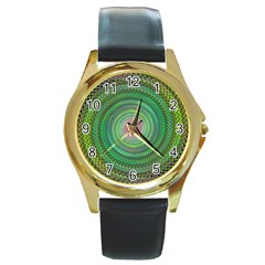 Wire Woven Vector Graphic Round Gold Metal Watch by Sapixe