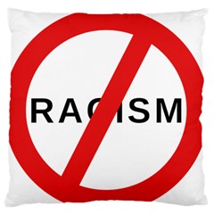 No Racism Large Flano Cushion Case (One Side)