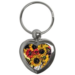 Sunflowers In A Scott House Key Chains (heart)  by bestdesignintheworld