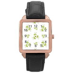 Photographic Floral Decorative Pattern Rose Gold Leather Watch  by dflcprints